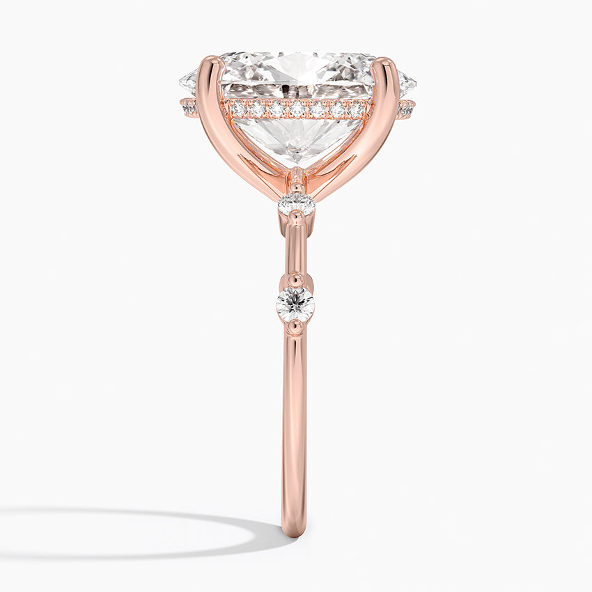 5.20 Oval Kesim Hidden Halo Tasarım Tektaş Laboratuvar Pırlanta Yüzük - Zelora