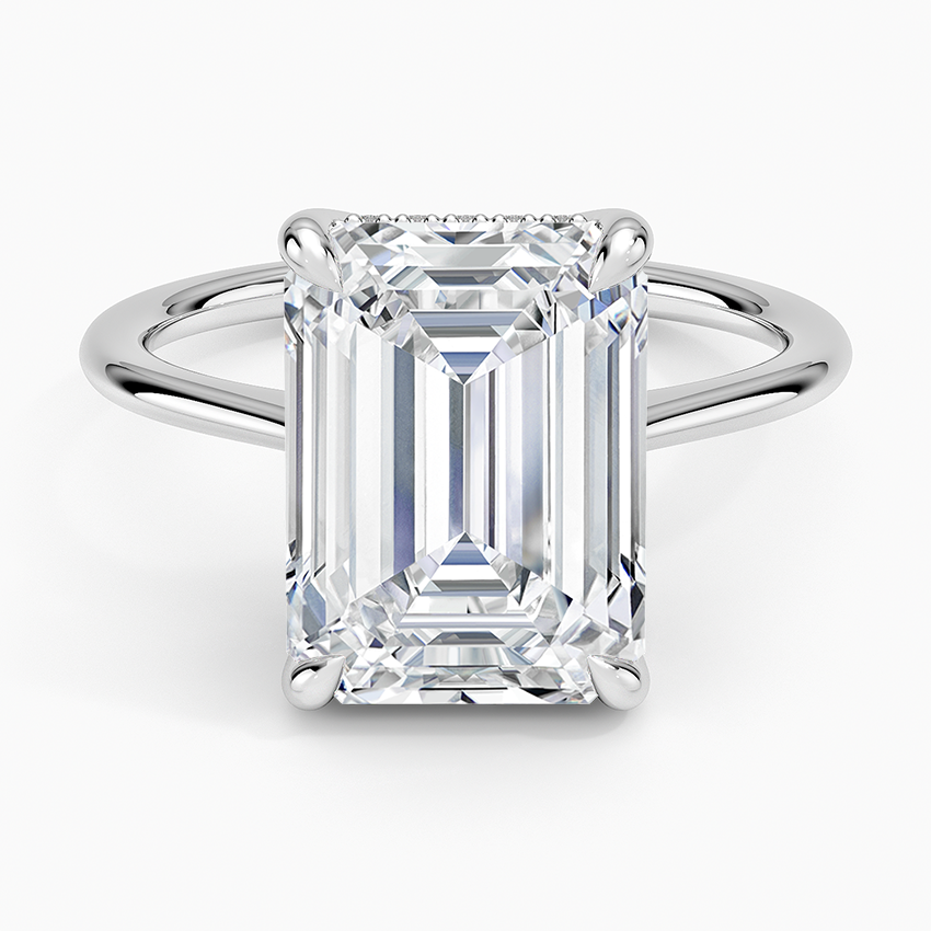 5.10 Karat Emerald Kesim Hidden Halo Tasarım Tektaş Laboratuvar Pırlanta Yüzük - Monaco