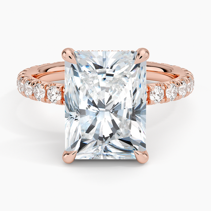 5.75 Karat Radiant Kesim Hidden Halo Tasarım Tektaş Laboratuvar Pırlanta Yüzük 18K  - Selora