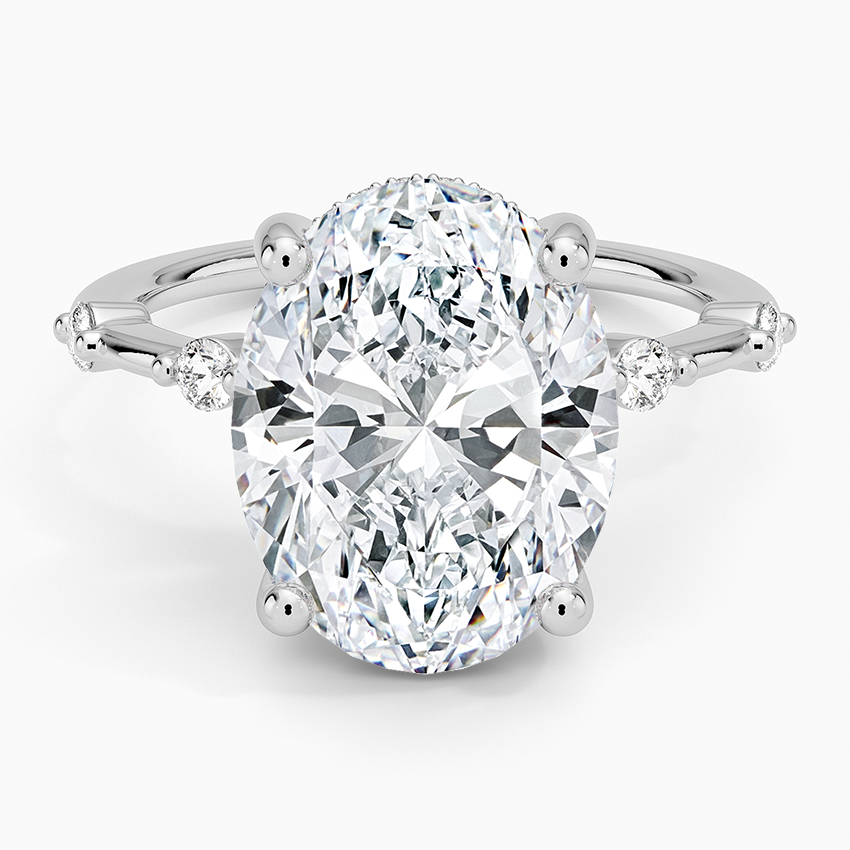 5.20 Oval Kesim Hidden Halo Tasarım Tektaş Laboratuvar Pırlanta Yüzük - Zelora