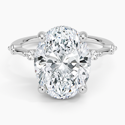 5.20 Oval Kesim Hidden Halo Tasarım Tektaş Laboratuvar Pırlanta Yüzük - Zelora