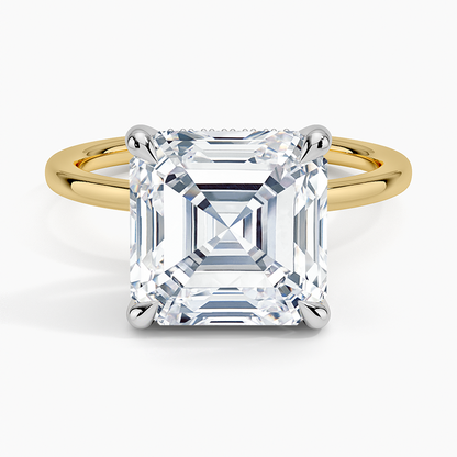 5.10 Karat Asscher Kesim Hidden Halo Tasarım Tektaş Laboratuvar Pırlanta Yüzük 18K  - Elora - Bold Diamonds