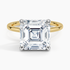 5.10 Karat Asscher Kesim Hidden Halo Tasarım Tektaş Laboratuvar Pırlanta Yüzük 18K  - Elora - Bold Diamonds