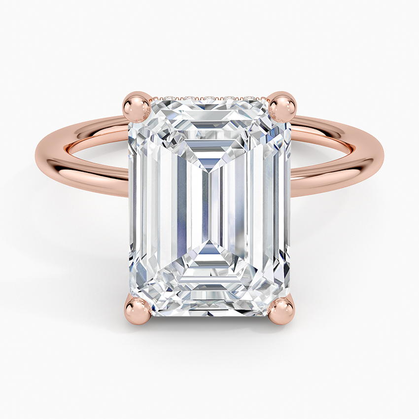 5.10 Karat Emerald Kesim Hidden Halo Tasarım Tektaş Laboratuvar Pırlanta Yüzük - Lucerne