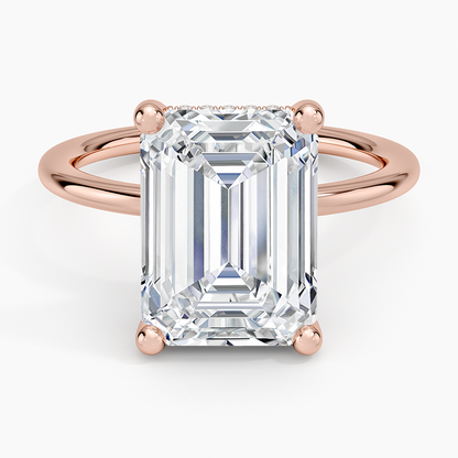 5.10 Emerald Kesim Hidden Halo Tasarım Tektaş Laboratuvar Pırlanta Yüzük - Melara