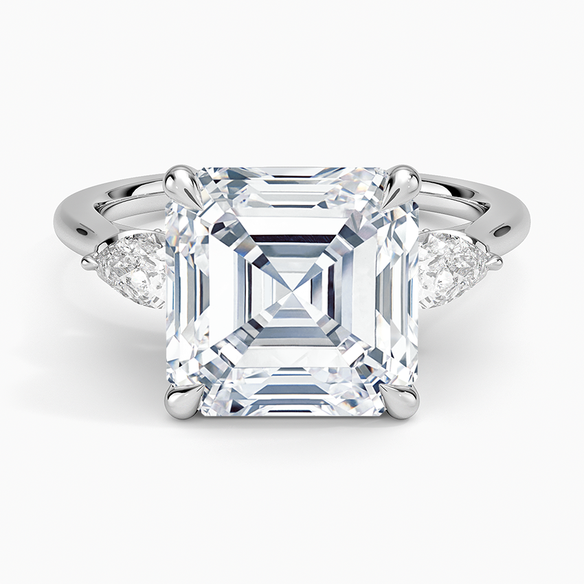 5.75 Karat Asscher Kesim Hidden Halo Tasarım Tektaş Laboratuvar Pırlanta Yüzük 18K - Calora