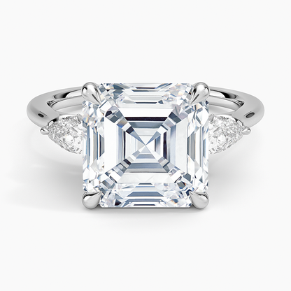 5.75 Karat Asscher Kesim Hidden Halo Tasarım Tektaş Laboratuvar Pırlanta Yüzük 18K - Calora