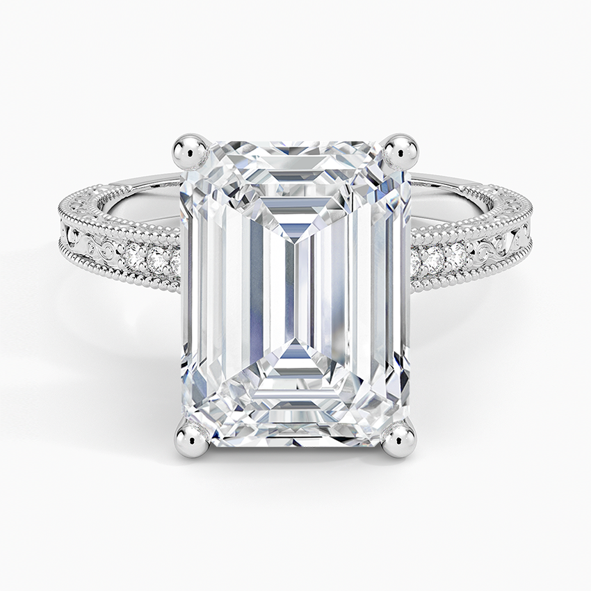 5.15 Emerald Kesim Hidden Halo Tasarım Tektaş Laboratuvar Pırlanta Yüzük 18K - Silora