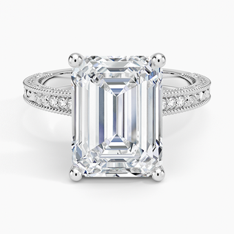 5.15 Karat Emerald Kesim Hidden Halo Tasarım Tektaş Laboratuvar Pırlanta Yüzük - Venice