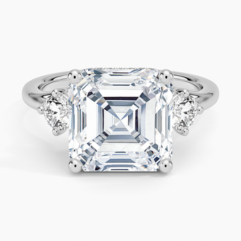 5.50 Karat Asscher Kesim Hidden Halo Tasarım Tektaş Laboratuvar Pırlanta Yüzük - Madrid