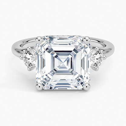 5.50 Asscher Kesim Hidden Halo Tasarım Tektaş Laboratuvar Pırlanta Yüzük 18K - Milora