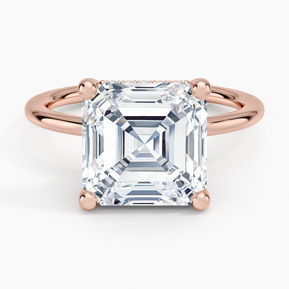 5.10 Asscher Kesim Hidden Halo Tasarım Tektaş Laboratuvar Pırlanta Yüzük - Melara