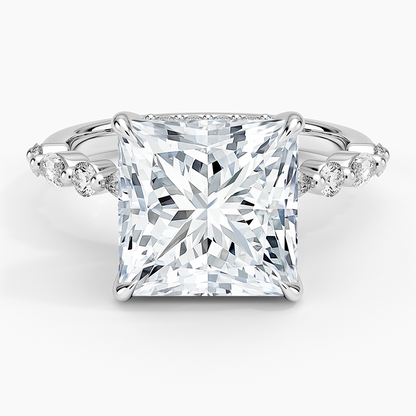 1.60 Carat Princess Halo Design Solitaire Lab Diamond Ring 18K - Florina 