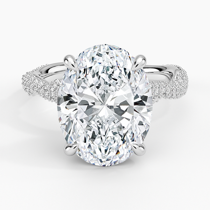 5.75 Oval Kesim Hidden Halo Tasarım Tektaş Laboratuvar Pırlanta Yüzük - Filara