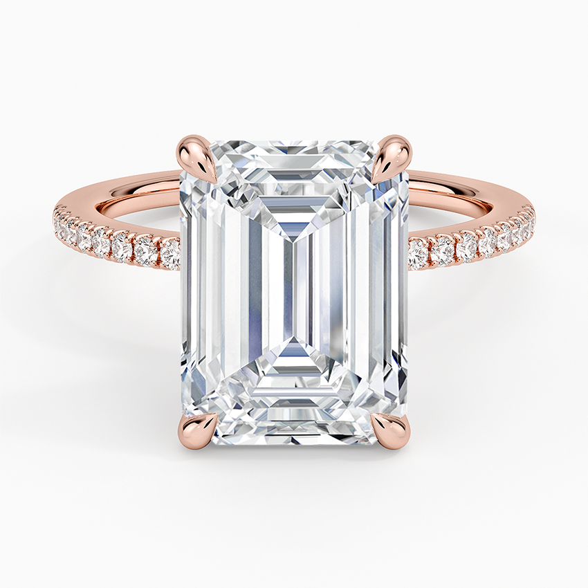5.25 Karat Emerald Kesim Hidden Halo Tasarım Tektaş Laboratuvar Pırlanta Yüzük - Filora - Bold Diamonds