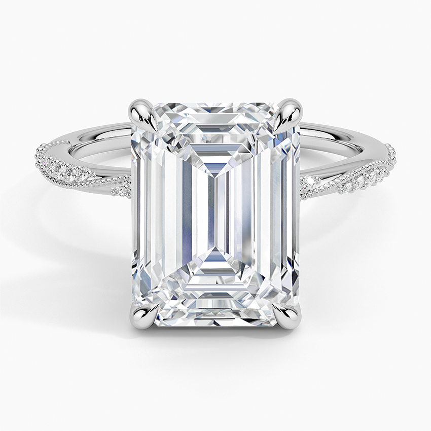 5.25 Karat Emerald Kesim Hidden Halo Tasarım Tektaş Laboratuvar Pırlanta Yüzük 18K  - Melora