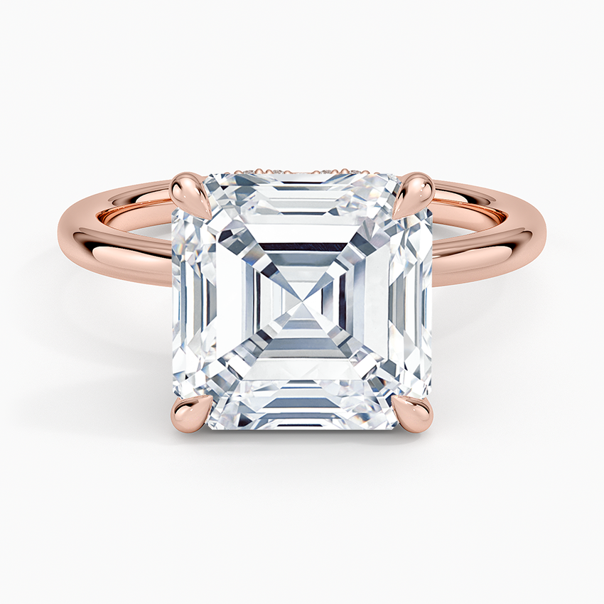 5.15 Karat Asscher Kesim Hidden Halo Tasarım Tektaş Laboratuvar Pırlanta Yüzük - Lyon