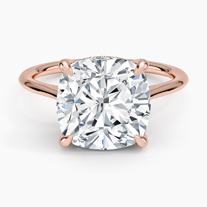 5.10 Cushion Kesim Hidden Halo Tasarım Tektaş Laboratuvar Pırlanta Yüzük - Tilora