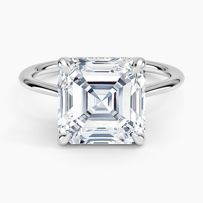 5.10 Asscher Kesim Hidden Halo Tasarım Tektaş Laboratuvar Pırlanta Yüzük - Tilora