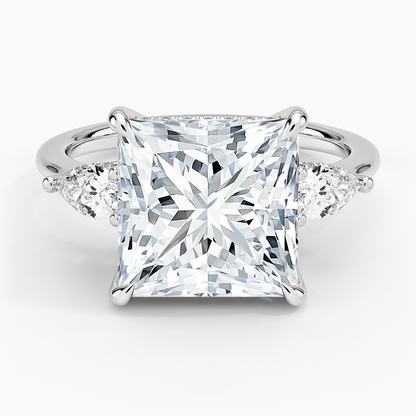 1.60 Carat Princess Halo Design Solitaire Lab Diamond Ring 18K - Florina 