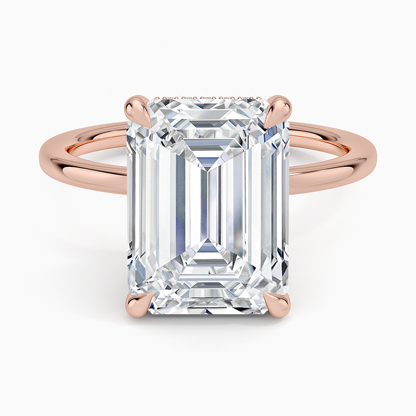 5.15 Karat Emerald Kesim Hidden Halo Tasarım Tektaş Laboratuvar Pırlanta Yüzük - Gilora - Bold Diamonds
