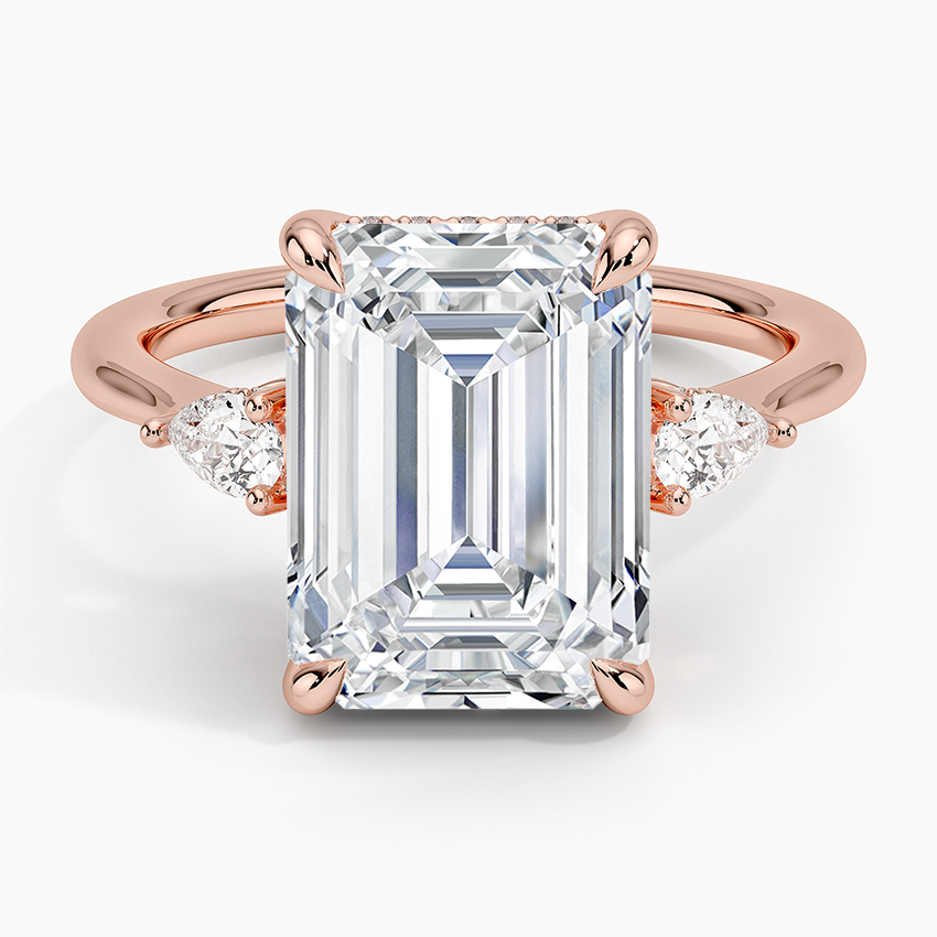 5.50 Karat Emerald Kesim Hidden Halo Tasarım Tektaş Laboratuvar Pırlanta Yüzük - Madrid