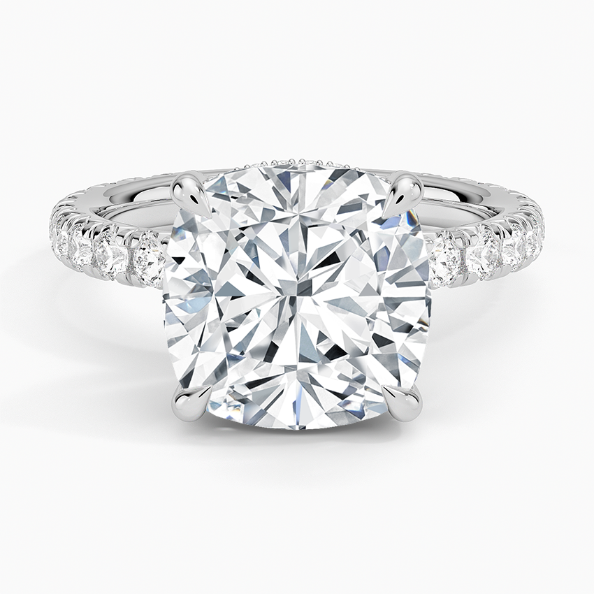 5.75 Karat Cushion Kesim Hidden Halo Tasarım Tektaş Laboratuvar Pırlanta Yüzük 18K  - Selora - Bold Diamonds