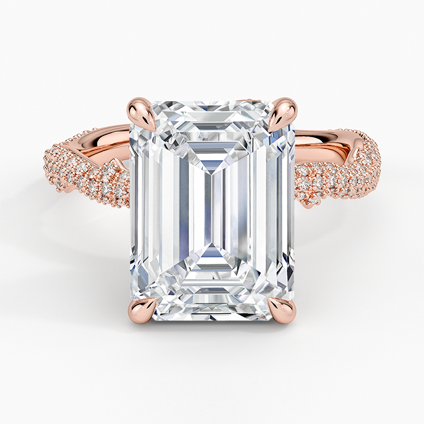 5.75 Emerald Kesim Hidden Halo Tasarım Tektaş Laboratuvar Pırlanta Yüzük - Filara