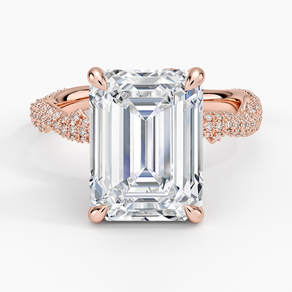 5.75 Emerald Kesim Hidden Halo Tasarım Tektaş Laboratuvar Pırlanta Yüzük - Filara