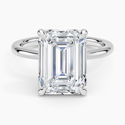 5.15 Emerald Kesim Hidden Halo Tasarım Tektaş Laboratuvar Pırlanta Yüzük 18K - Vilora