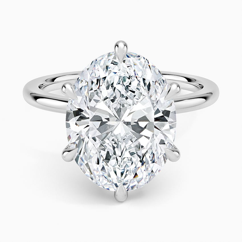 Altı Tırnak 5.15 Karat Oval Kesim Hidden Halo Tasarım Tektaş Laboratuvar Pırlanta Yüzük - Delora - Bold Diamonds
