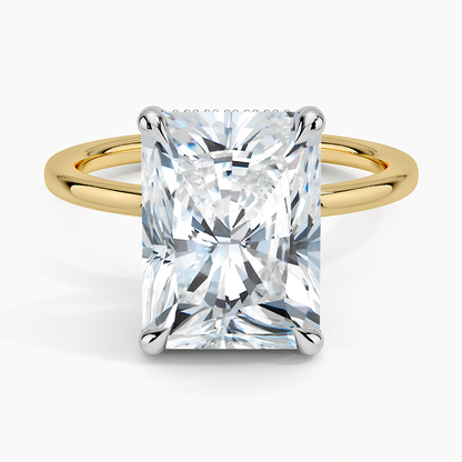 5.10 Karat Radiant Kesim Hidden Halo Tasarım Tektaş Laboratuvar Pırlanta Yüzük 18K  - Elora - Bold Diamonds