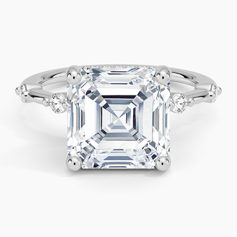 5.20 Karat Asscher Kesim Hidden Halo Tasarım Tektaş Laboratuvar Pırlanta Yüzük - Nice