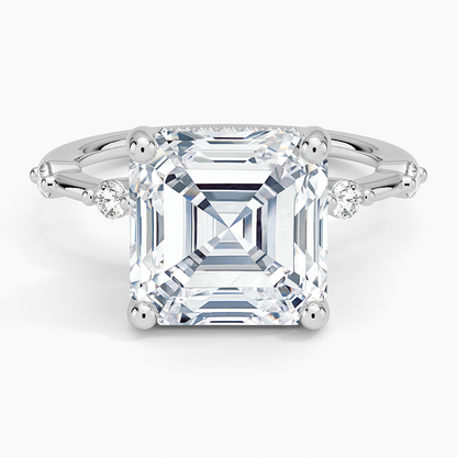 5.20 Asscher Kesim Hidden Halo Tasarım Tektaş Laboratuvar Pırlanta Yüzük - Zelora