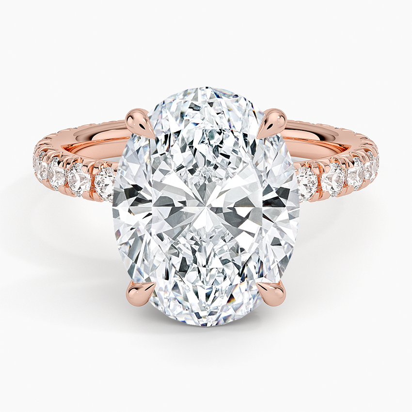 5.75 Karat Oval Kesim Hidden Halo Tasarım Tektaş Laboratuvar Pırlanta Yüzük 18K  - Selora