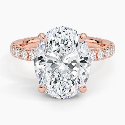 5.75 Karat Oval Kesim Hidden Halo Tasarım Tektaş Laboratuvar Pırlanta Yüzük 18K  - Selora