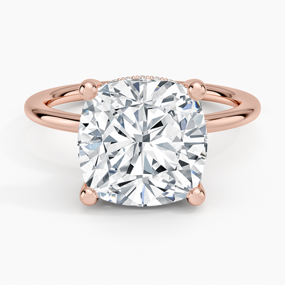 5.10 Cushion Kesim Hidden Halo Tasarım Tektaş Laboratuvar Pırlanta Yüzük - Melara