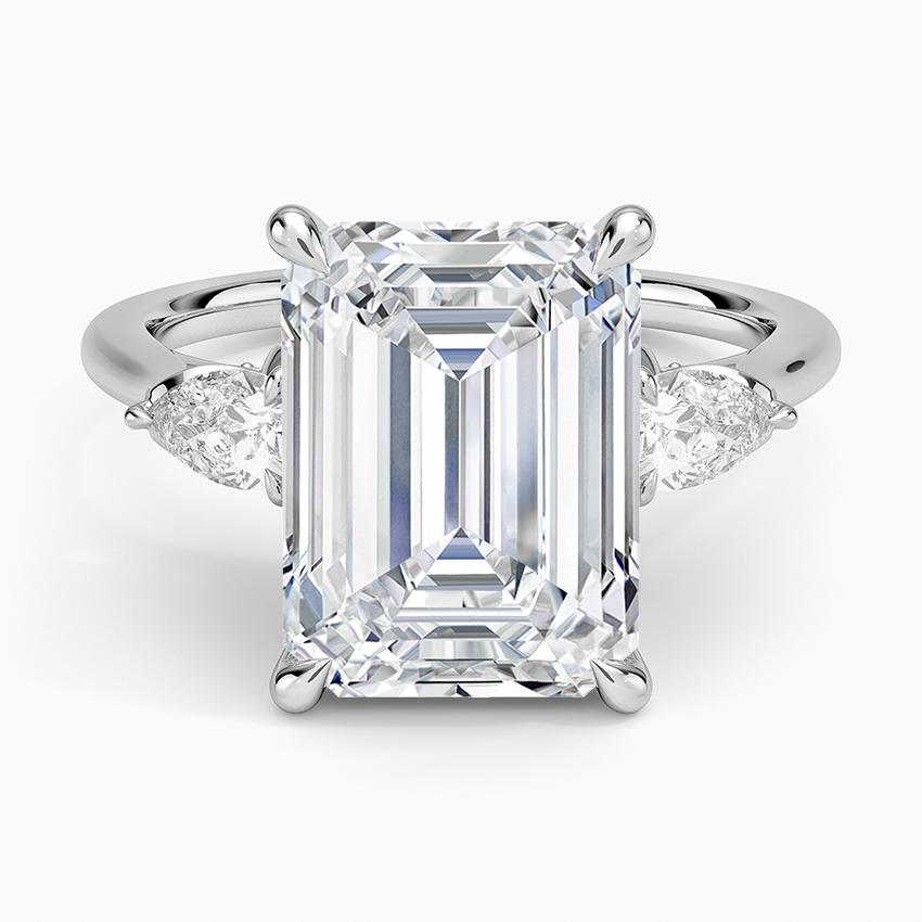 5.75 Karat Emerald Kesim Hidden Halo Tasarım Tektaş Laboratuvar Pırlanta Yüzük - Verona