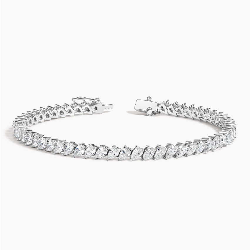 Özel Su Yolu Tasarım Model 6.00 Karat Damla Kesim Laboratuvar Pırlanta Bileklik 18K - Bold Diamonds