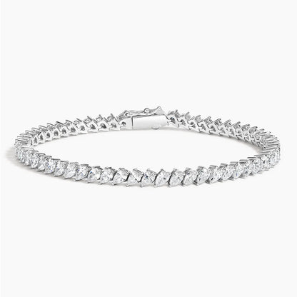 Özel Su Yolu Tasarım Model 6.00 Karat Damla Kesim Laboratuvar Pırlanta Bileklik 18K - Bold Diamonds