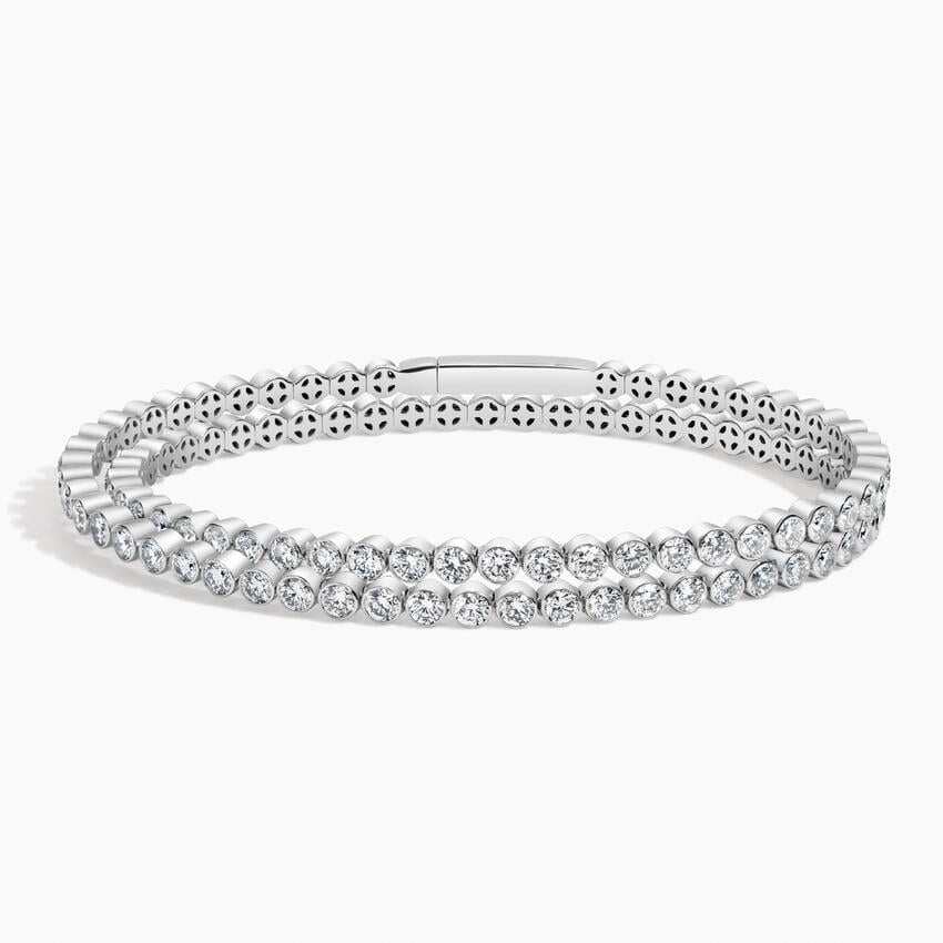 Çift Su Yolu Model 6.00 Karat Yuvarlak Kesim Laboratuvar Pırlanta Bileklik 18K - Bold Diamonds
