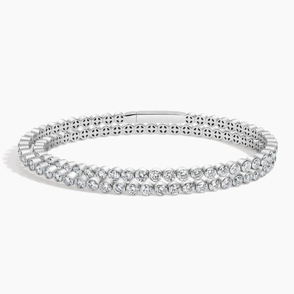 Çift Su Yolu Model 6.00 Karat Yuvarlak Kesim Laboratuvar Pırlanta Bileklik 18K - Bold Diamonds