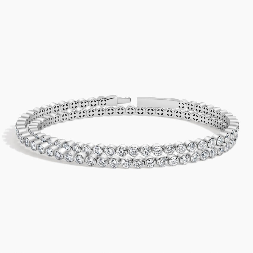Çift Su Yolu Model 6.00 Karat Yuvarlak Kesim Laboratuvar Pırlanta Bileklik 18K - Bold Diamonds