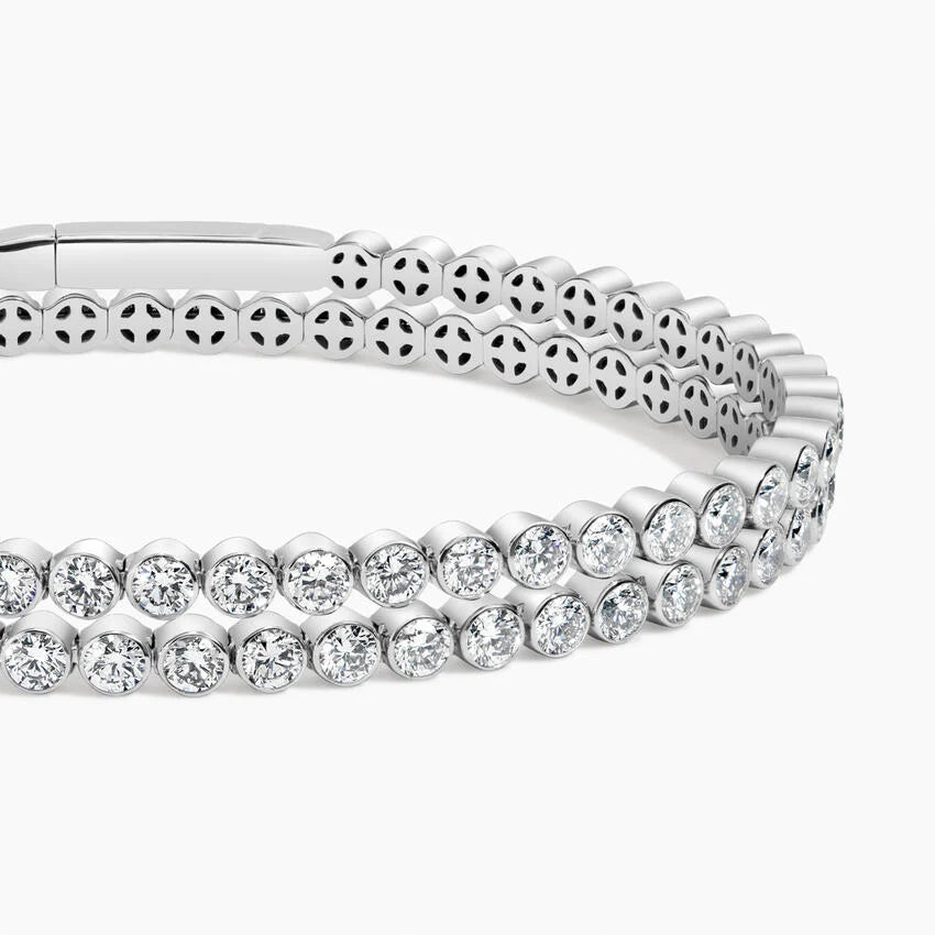 Çift Su Yolu Model 6.00 Karat Yuvarlak Kesim Laboratuvar Pırlanta Bileklik 18K - Bold Diamonds