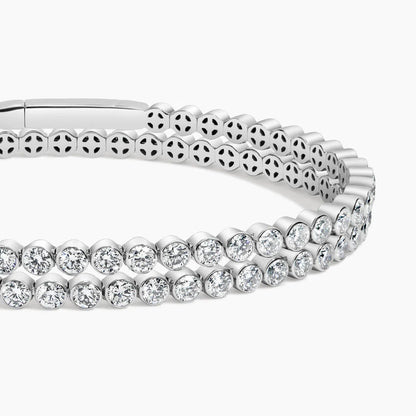 Çift Su Yolu Model 6.00 Karat Yuvarlak Kesim Laboratuvar Pırlanta Bileklik 18K - Bold Diamonds