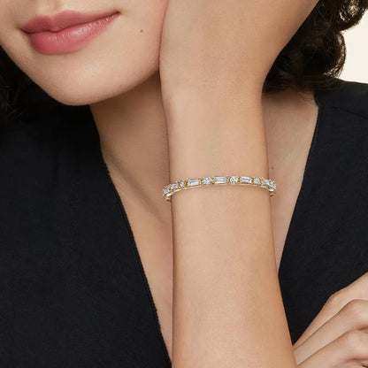 Özel Bget Tasarım Model 7.00 Karat Emerald Kesim Laboratuvar Pırlanta Bileklik 18K - Bold Diamonds