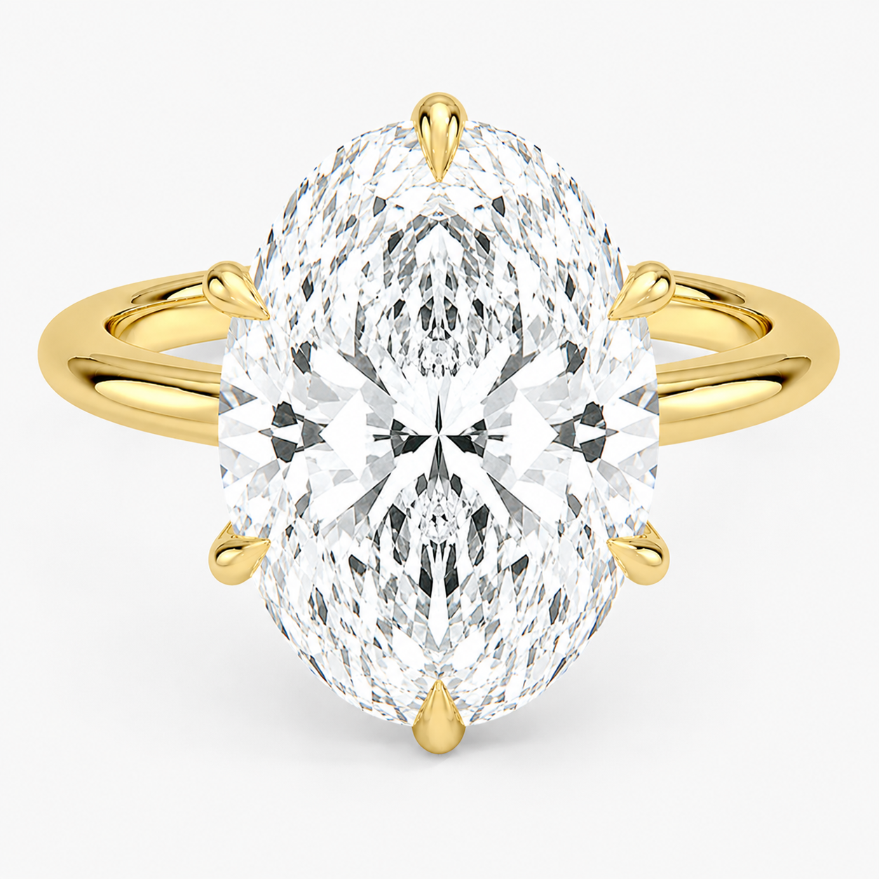 Altı Tırnak 7.00 Karat D-VS Oval Tektaş Laboratuvar Pırlanta Yüzük - Bold Diamonds
