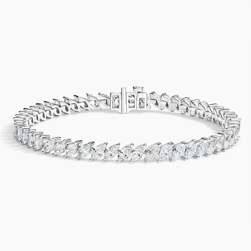 Su Yolu Model 9.00 Karat Marquise Kesim Laboratuvar Pırlanta Bileklik 18K - Bold Diamonds