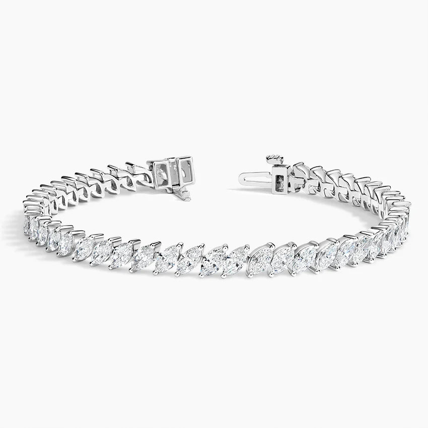 Su Yolu Model 9.00 Karat Marquise Kesim Laboratuvar Pırlanta Bileklik 18K - Bold Diamonds