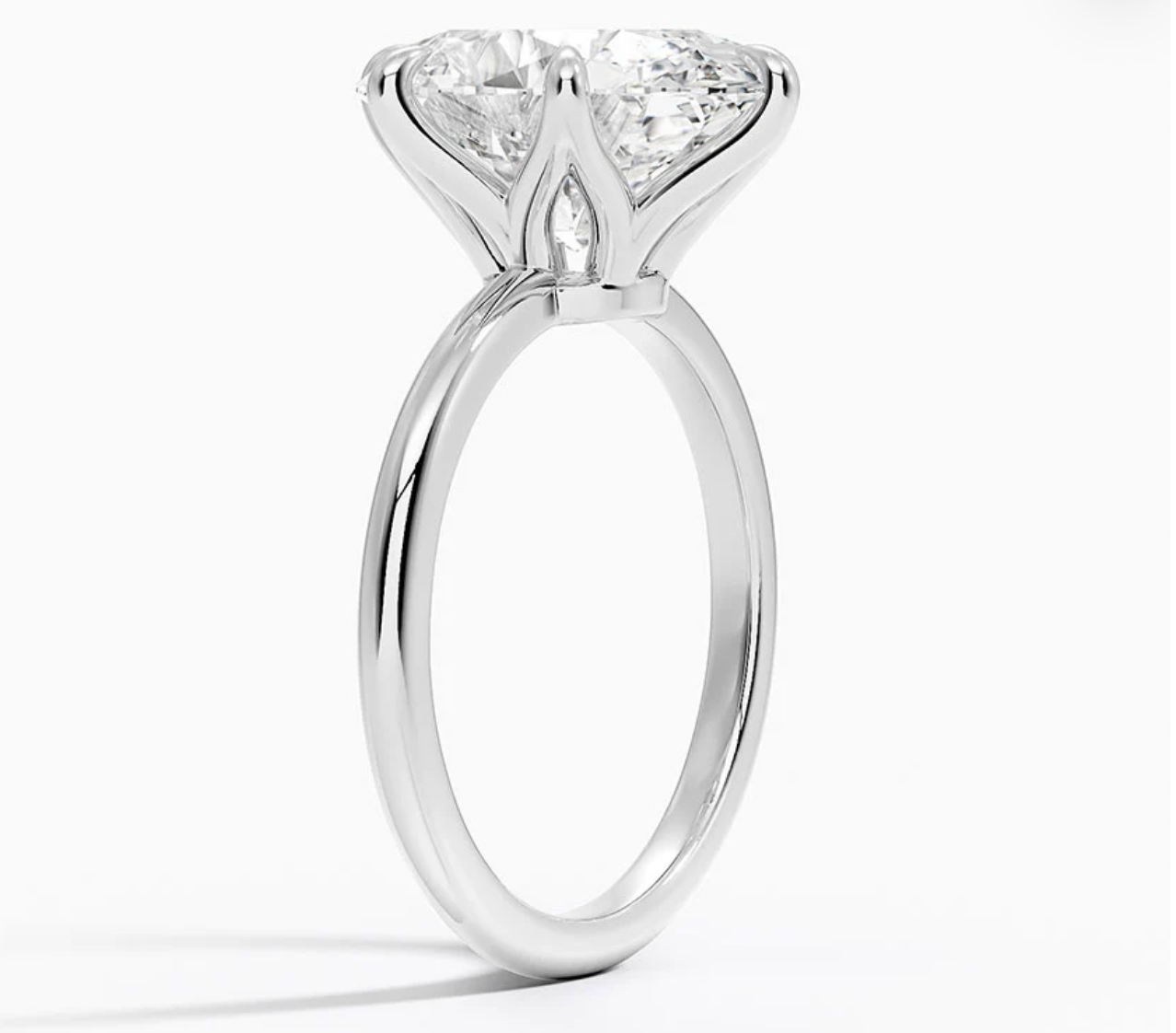 Altı Tırnak 7.00 Karat D-VS Oval Tektaş Laboratuvar Pırlanta Yüzük - Bold Diamonds